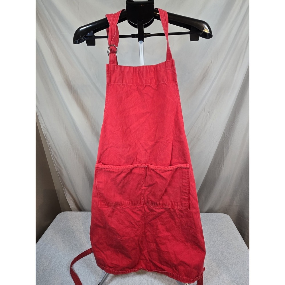 Williams-Sonoma One Size Apron Red Front Pockets Adjustable Strap 100% Cotton ❤️